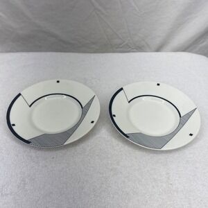 Christopher Stuart Optima HK200 Angles Saucers Set of 2 White Black Geometric 6"